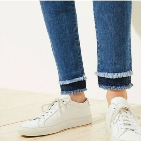 LOFT Double Tiered Raw Hem Curvy Skinny Jeans - Picture 2 of 9